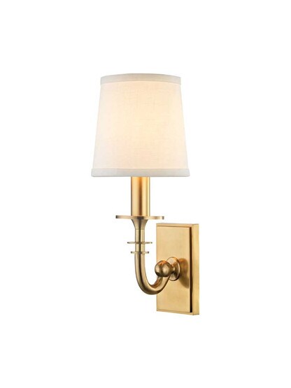 Carroll 1-Light Wall Sconce in Aged Brass.